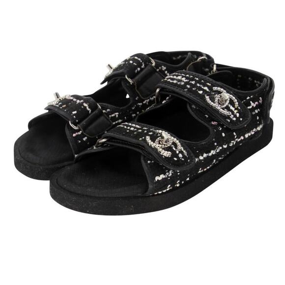 Chanel Turnlock 39 Tweed Leather Cc Dad Sandals CC-0712N-0001 - Picture 4 of 11